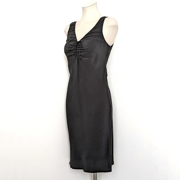 Gucci Dresses & Skirts - NWT GUCCI Black Matte Silk Sleeveless Ruched Front Midi Slip Dress